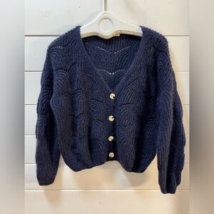 BELLERINA MOHAIR BLEND CARDIGAN – NAVY – EST. SIZE L